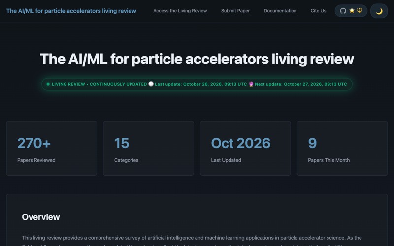 Living review of AI/ML for accelerators
